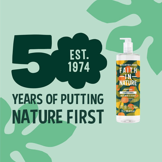Faith In Nature 1L Natural Grapefruit & Orange Conditioner, Purifying For Oily Hair & Scalp, Vegan & Cruelty Free, No Sls, Silicones Or Parabens, Family Sized