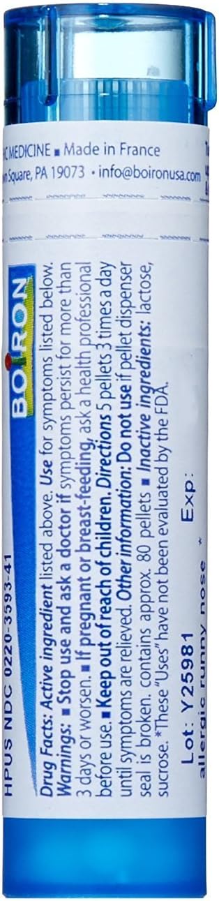 Boiron Natrum Muriaticum 30C, 80 Pellets, Homeopathic Medicine For Runny Nose