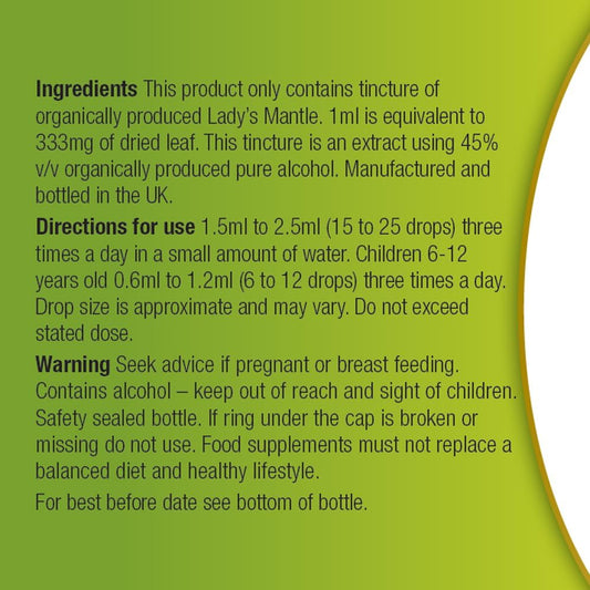Organic Herbal Remedies Lady'S Mantle Tincture, 100Ml