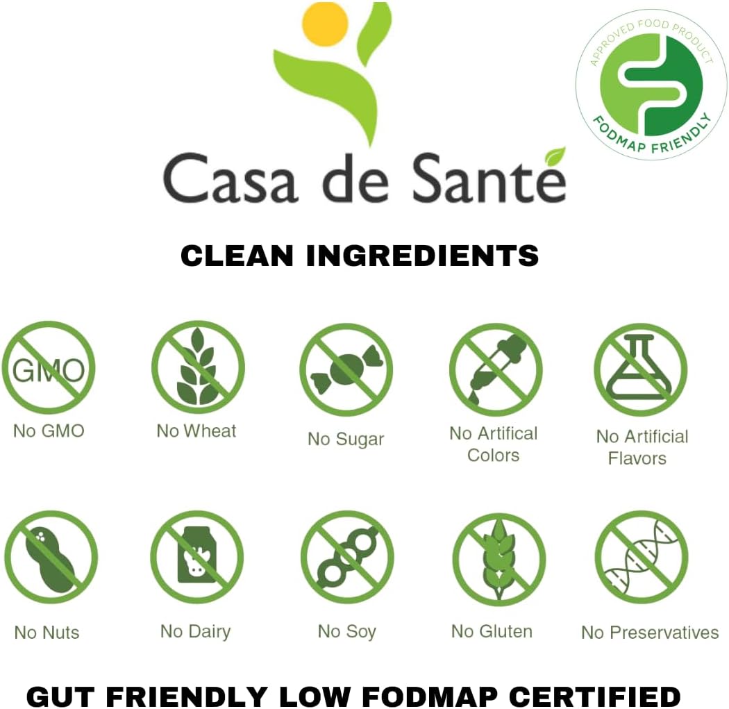 Casa De Sante Low Fodmap Certified, Elemental Diet Grassfed Pastured Collagen Peptides For Ibs & Sibo, Keto, Paleo Gut Friendly Gluten Lactose Soy Sugar & Grain Free, No Carb, All Natural, Non Gmo : Health & Household