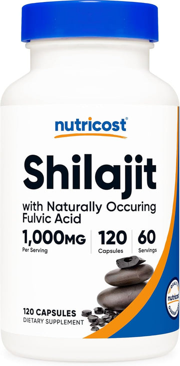 Nutricost Shilajit Capsules (1,000 mg Shilajit Per Serving), 120 Capsules | Shilajit Extract with Naturally Occuring Fulvic Acid - 60 Servings, Gluten Free, Non-GMO, Vegan Friendly Dietary Supplement