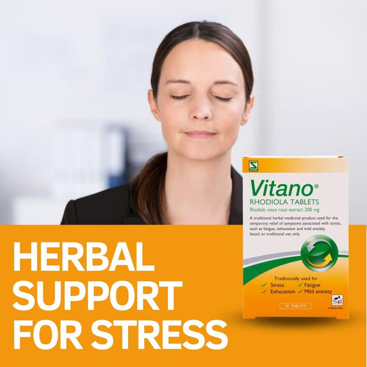 Schwabe Pharma - Vitano - Rhodiola Rosea Root Extract 200Mg - Traditionally Used For Relief Of Stress, Fatigue, Exhaustion, Mild Anxiety - Vegan Friendly - 30 Tablets