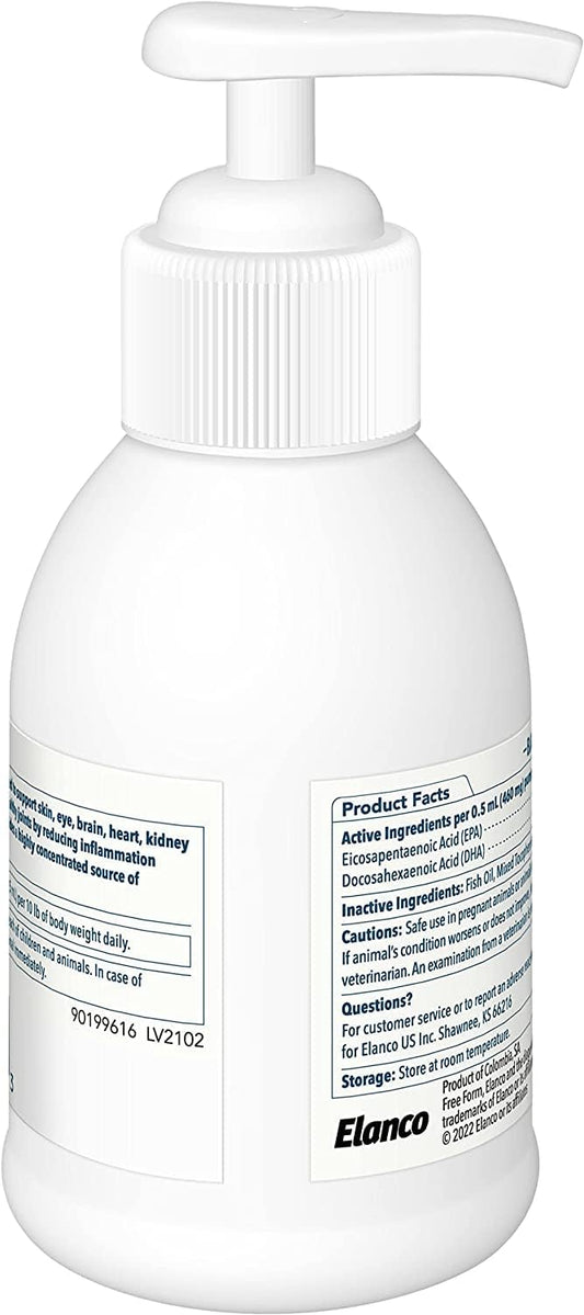 Omega-3 Fish Oil Liquid Pump Supplement For Small Dogs And Cats, 4 Fluid Ounces