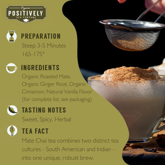 Organic Positively Tea Company, Toasty Mate Chai Mate Tea, Loose Leaf, 16 Ounce