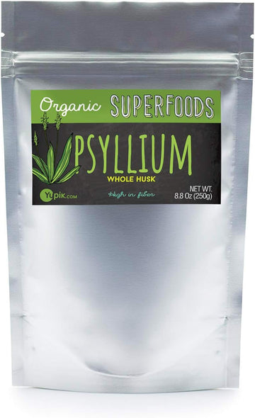 Yupik Organic Whole Husk Psyllium 95% Superfood, 8.8 Ounce, Non-GMO, Vegan, Gluten-Free