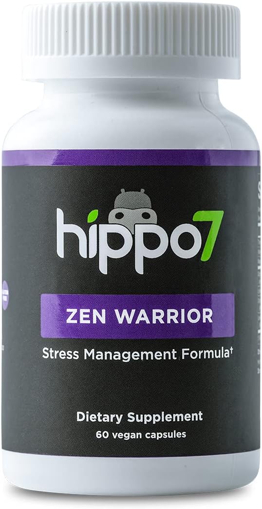 Zen Warrior Stress Management Formula. Organic Ashwagandha, Rhodiola, L-theanine, Magnesium. (1 Bottle, 60 Capsules)