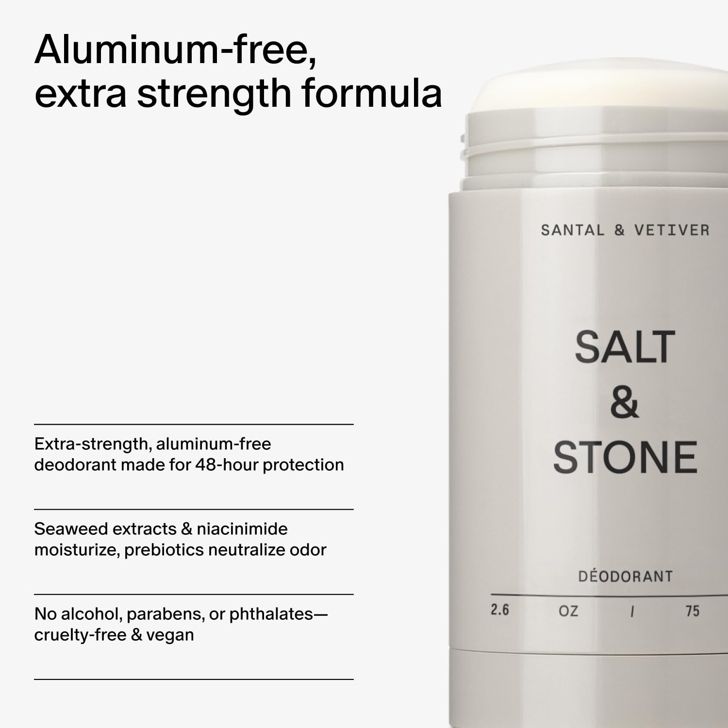 Salt & Stone Aluminum Free Deodorant | Extra Strength 48 Hour Protection For Women & Men | Made With Seaweed Extracts, Shea Butter & Prebiotics (Neroli & Basil) : Beauty & Personal Care