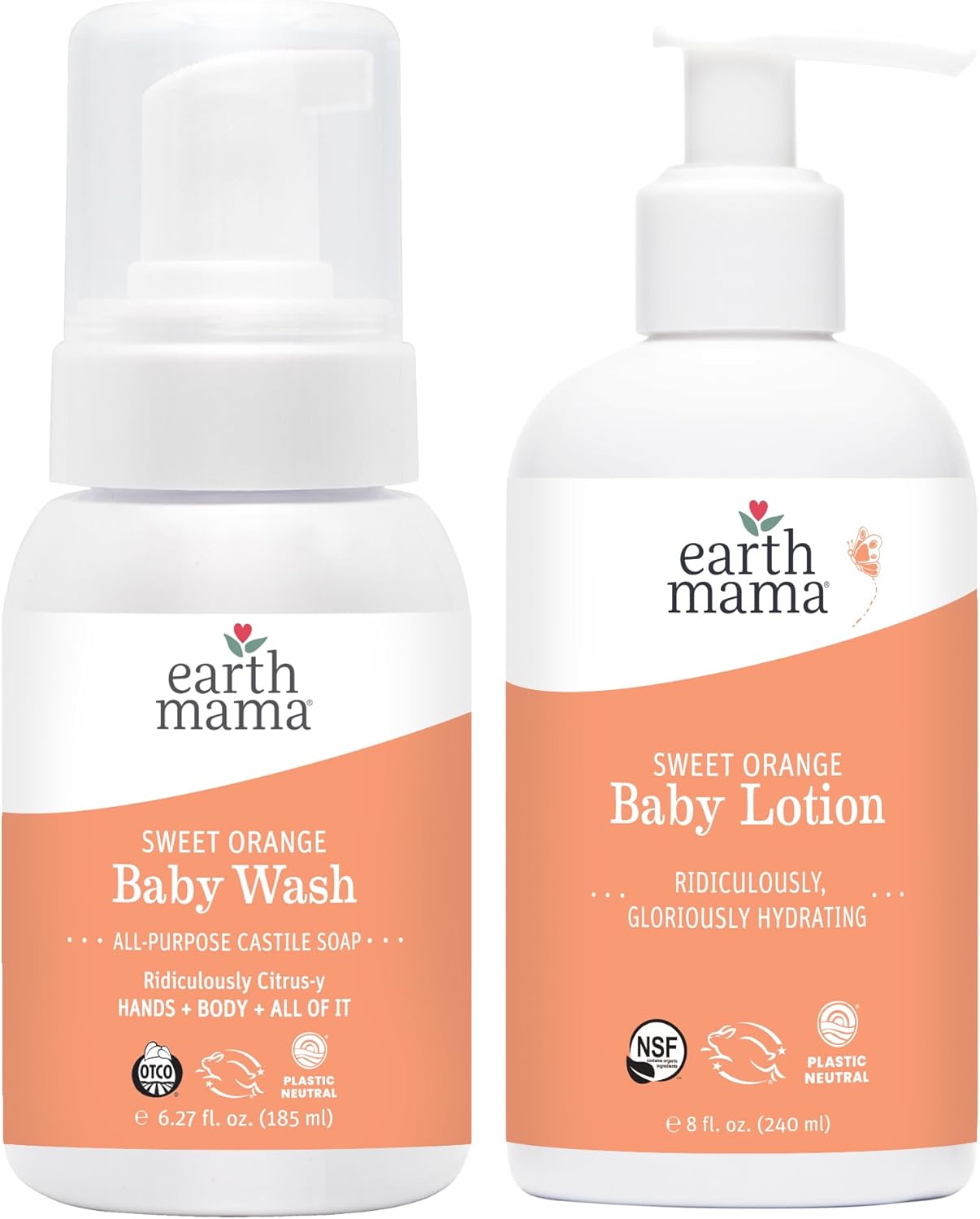 Earth Mama Bathtime Bundle | Sweet Orange Castile Baby Wash & Moisturizing Calendula Lotion