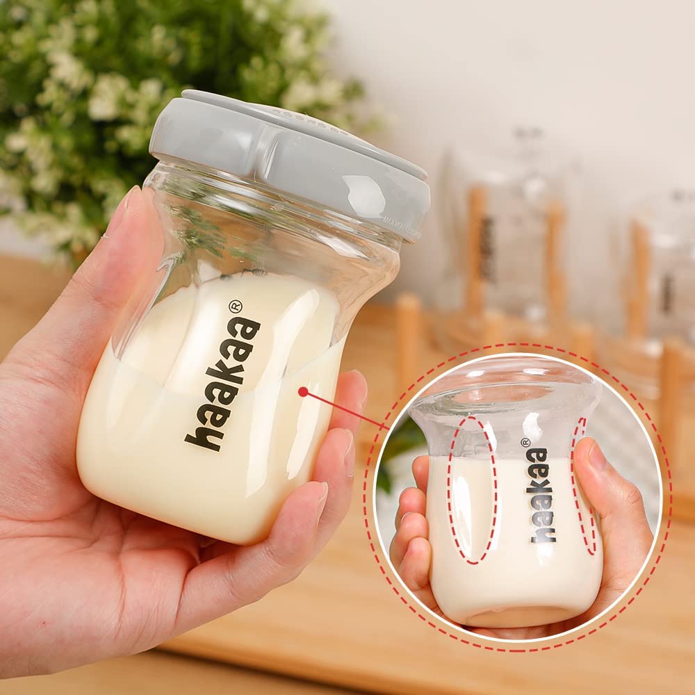 haakaa Glass Baby Food Storage Jar- Food Storage Container Airtight Lid-Wide Neck Gen.3 Baby Bottle -Leakproof BPA-Free 0m+ Newborn Baby - BPA-Free (Grey, 6.3oz/180ml, 1 pc) : Baby