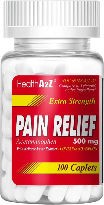 Healtha2Z® Extra Strength Pain Relief | Acetaminophen 500Mg | Contains No Aspirin | Fever Reducer | Pain Reliever (100 Count (Pack Of 1))