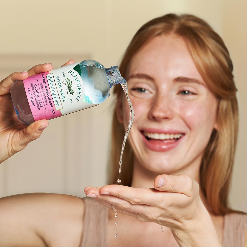 Humphreys Witch Hazel Hydrating Toner | Wild Harvested Witch Hazel & Rose | Natural, Alcohol-Free Formula | Balancing & Hydrating | Clears Pores | 8 Fl Oz : Beauty & Personal Care