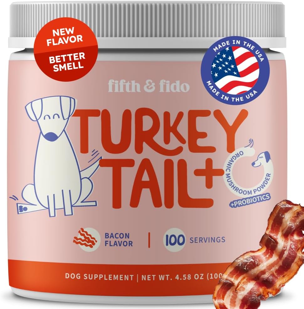 Turkey Tail Mushroom For Dogs - Turkey Tail Mushroom Powder For Dogs Guards Against Lumps & Bumps - Dog Turkey Tail Supplement - Turkey Tail For Dogs Supports Dog Gut Health Probiotics & Turkey Tail