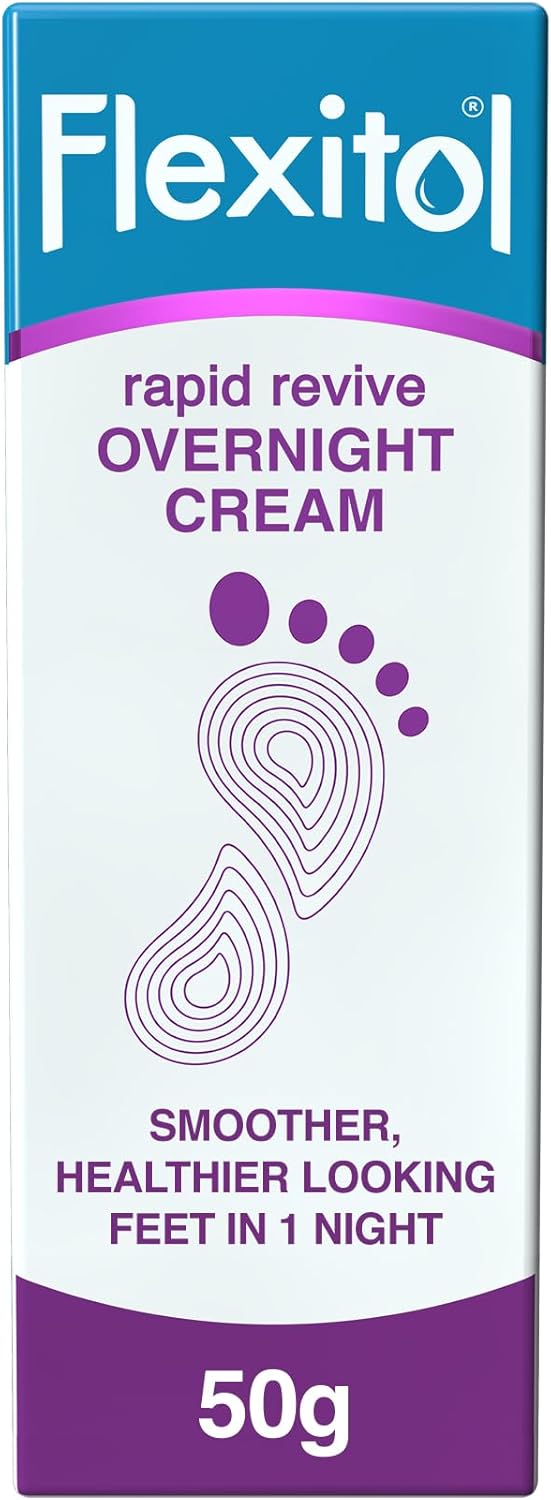 Flexitol Rapid Revive Overnight Foot Cream - 30 Percent Urea For Extremely Dry, Hard, Rough Skin On Feet - Results In 1 Night - Clinically Proven Foot Care - High Urea - Suitable For Diabetics. 50G