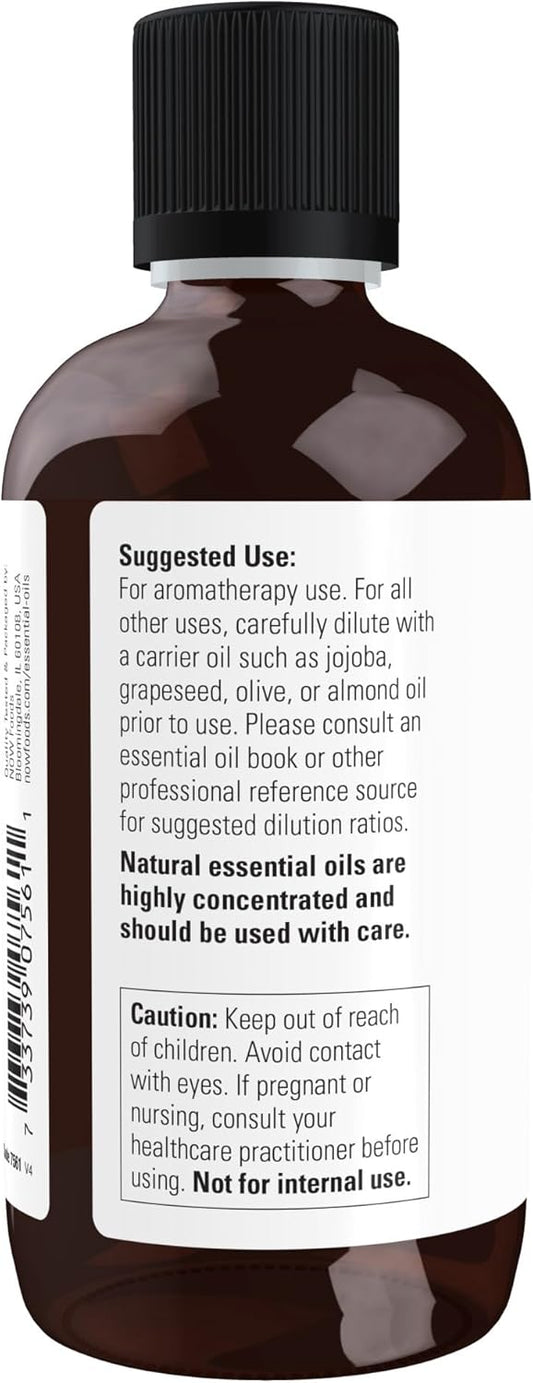 Now Foods Essential Oils, Lavender Oil, Soothing Aromatherapy Scent, Steam Distilled, 100% Pure, Vegan, Child Resistant Cap, 4-Ounce