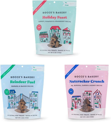 Bocce's Bakery All-Natural, Seasonal, Santa Paws Dog Treat Bundle, Wheat-Free, Limited-Ingredient Soft & Chewy Treats Inspired by Christmas : Pet Supplies