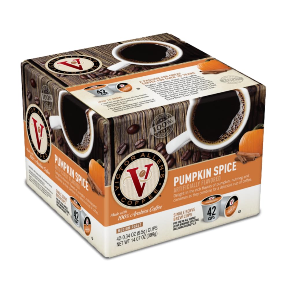 Victor Allen'S Coffee Pumpkin Spice Flavored, Medium Roast, 42 Count, Single Serve Coffee Pods For Keurig K-Cup Brewers