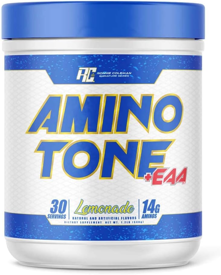 Ronnie Coleman Signature Series Amino-Tone Eaas Amino Acids Powder With Bcaas, Hydration Essential Amino Acids Post Workout Muscle Recovery, Lemonade, 30 Servings