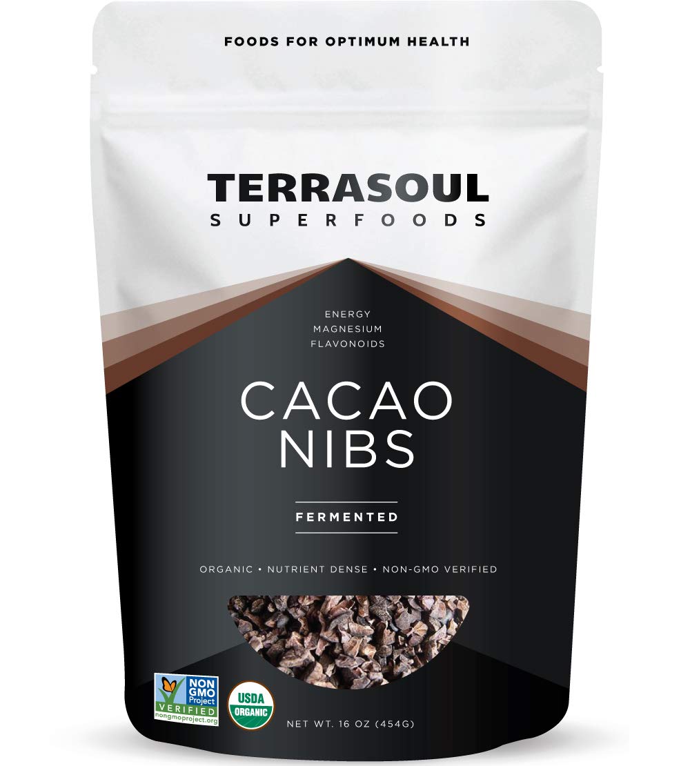 Terrasoul Superfoods Raw Organic Cacao Nibs, 16 Oz, Superfood Crunch For Smoothie Bowls, Nut Butter Spreads, Oatmeal And Diy Chocolate Creations