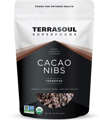 Terrasoul Superfoods Raw Organic Cacao Nibs, 16 Oz, Superfood Crunch For Smoothie Bowls, Nut Butter Spreads, Oatmeal And Diy Chocolate Creations