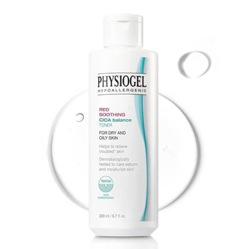 Physiogel Red Soothing Cica Balance Toner, Manages Skin Troubles, Refines Pores, Controls Sebum, Moisturizing, Cica, Pea, Niacinamide, Panthenol, Hypoallergenic Face Toner For Men & Women