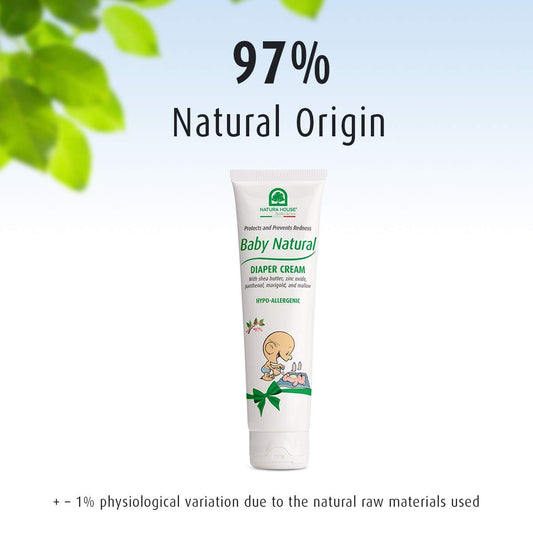 Baby Natural Diaper Cream - Light Natural Fragrance – Prevents Redness – Free From Harmful Substances – 97% Natural Origin, Made in Italy – Hypoallergenic, Dermatologist Tested, 3.38 oz