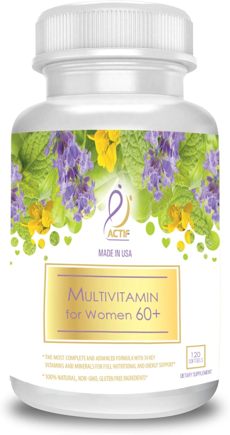 Actif Multivitamin For Women Age 60+ With 30 Organic Vitamins And Organic Herbs, Non-Gmo, Made In Usa, 2-Month Supply