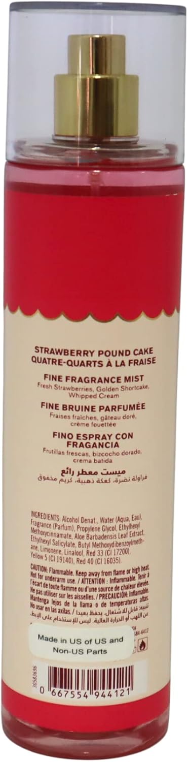 In Fashion Design Bath And Body Lotion, Perfume Mist, Shower Gel Holiday And Tropical Fragrance Collection (Strawberry Pound Cake Mist, 8 Ounce)