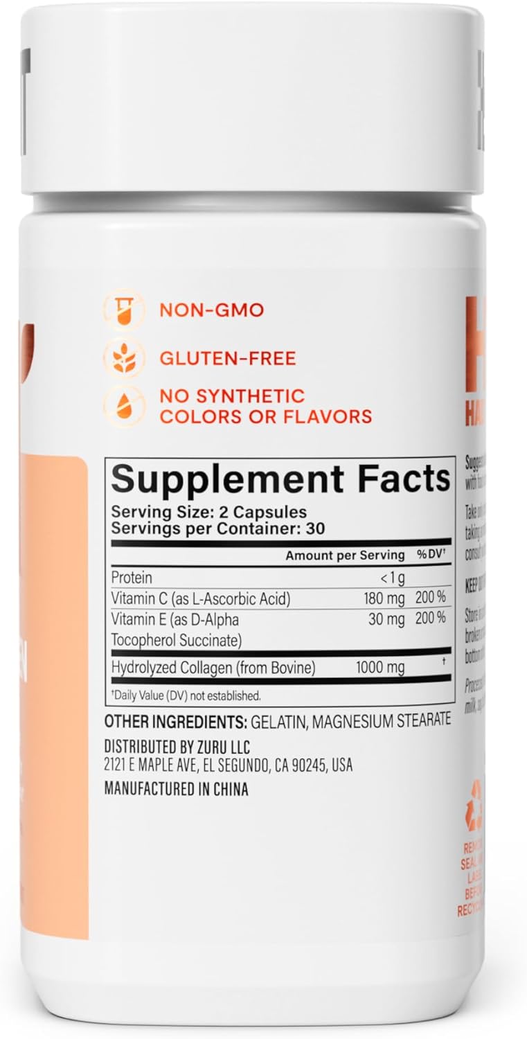 Habit Collagen Supplement (60 Capsules) - New Look, 2000mg Collagen Peptides, Vitamin C & Vitamin E, Skin Health, Antioxidants, Non-GMO, Gluten Free (1 Pack) : Health & Household