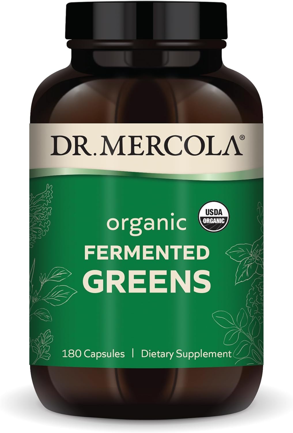 Dr. Mercola Organic Fermented Greens, 30 Servings (180 Capsules), Dietary Supplement, Supports Immune Health, Non-GMO, Certified USDA Organic