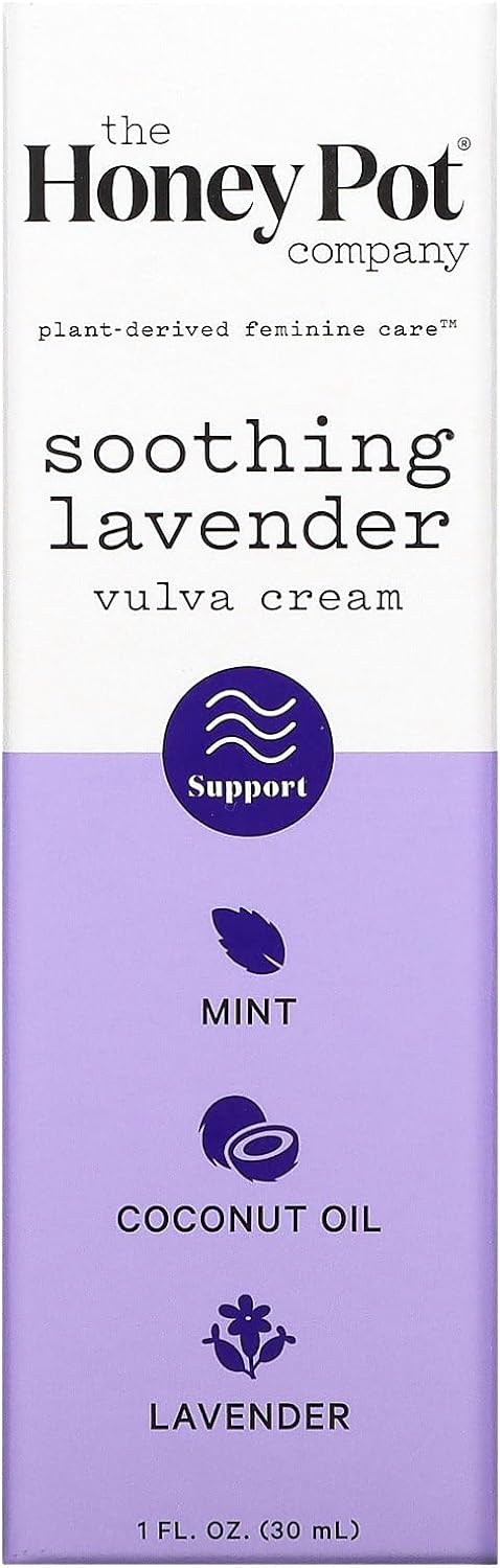 The Honey Pot Company - Vulva Cream Soothing Lavender - at Home or On The Go Medicated Cream to Relieve Itching and Discomfort. 1 fl. oz