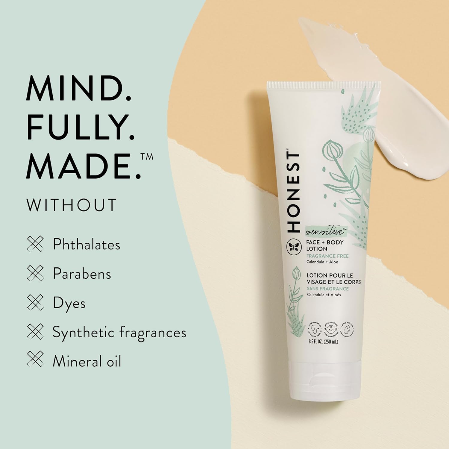 The Honest Company Hydrating Face + Body Lotion | Fast Absorbing, Naturally Derived, Hypoallergenic | Fragrance Free Sensitive, 8.5 fl oz : Beauty & Personal Care