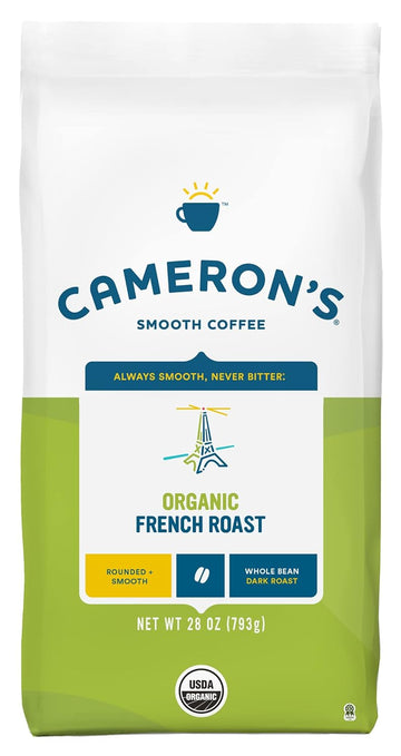 Cameron's Coffee Roasted Whole Bean Coffee, Organic French Roast, 28 Ounce , (Pack of 1)