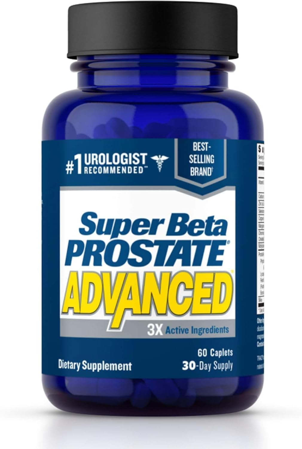Advanced Prostate Supplement For Men – Reduce Bathroom Trips, Promote Sleep, Support Urinary Health & Bladder Emptying. Beta Sitosterol Not Saw Palmetto. (60 Caplets, 1-Bottle)