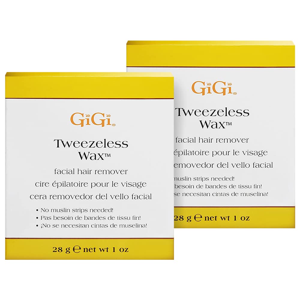 GiGi Tweezeless Wax, Non-Strip Facial Hair Remover for Sensitive Skin, 1 oz, 2-pack