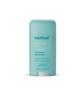 Method Deodorant, Coco Twist, Coconut Milk, Avocado + Macadamia Oil Notes, 24 Hour Odor Protection, 2.65 Oz