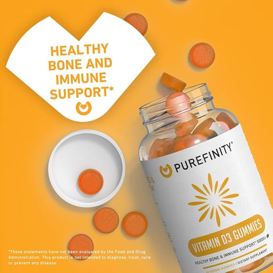 Vitamin D3 5000 iu Gummies – Your Daily Vitamin D Supplement for Bone Health, Immune Health, and Joint Muscle Support for Adults & Kids – Gluten Free, Non-GMO – 60 Veggie Gummies