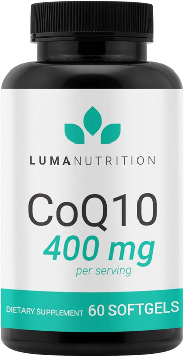 Luma Nutrition Coq10 400Mg Softgels - High-Absorption Coenzyme Q10 - Co Q-10 200Mg / 400Mg Per Serving - Heart Health - 60 Liquid Softgels