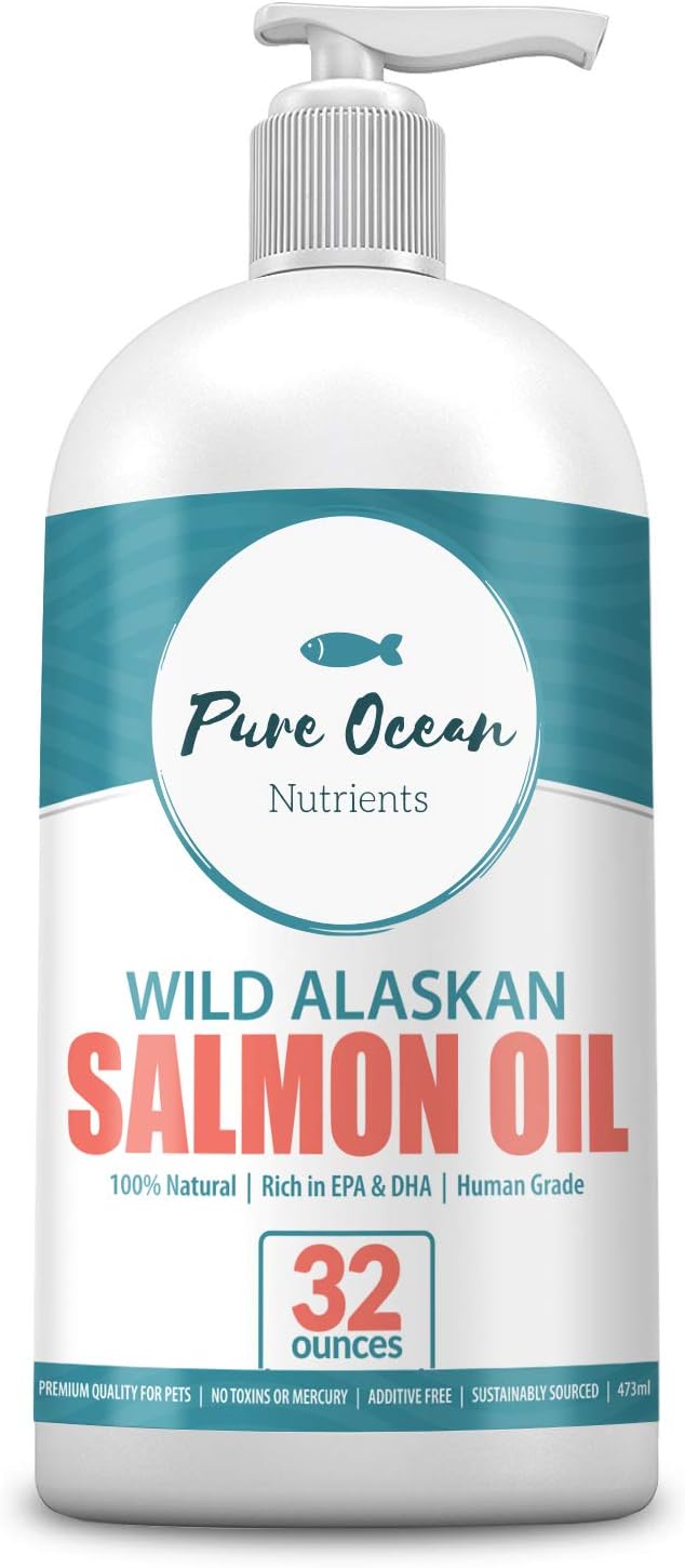 Wild Alaskan Salmon Oil for Dogs 32 Ounce; Natural Liquid Supplement with Omega 3's to Support Joint, Heart, and Immune Health Essential Fatty Acids Promote a Shiny Coat and Healthy Skin