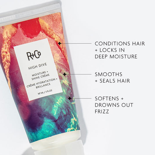 R+Co High Dive Moisture + Shine Crème | Leave-In Hydrating Cream For Smooth, Frizz-Free Hair | Adds Softness, Shine & Manageability | Vegan & Color-Safe
