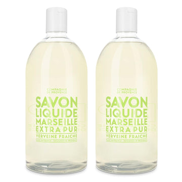 Compagnie De Provence Savon De Marseille Extra Pure Liquid Soap - Fresh Verbena - Bulk 67.6 Fl Oz Plastic Bottle Refill