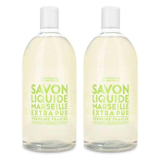 Compagnie De Provence Savon De Marseille Extra Pure Liquid Soap - Fresh Verbena - Bulk 67.6 Fl Oz Plastic Bottle Refill