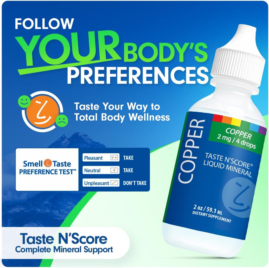 Taste N' Score Copper Liquid Ionic Supplement; 100% Pure; 2 Mg; 177 Servings