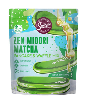 Suncore Foods Zen Midori Matcha Pancake & Waffle Powder Mix, Non-GMO, 20oz (1 Pack)