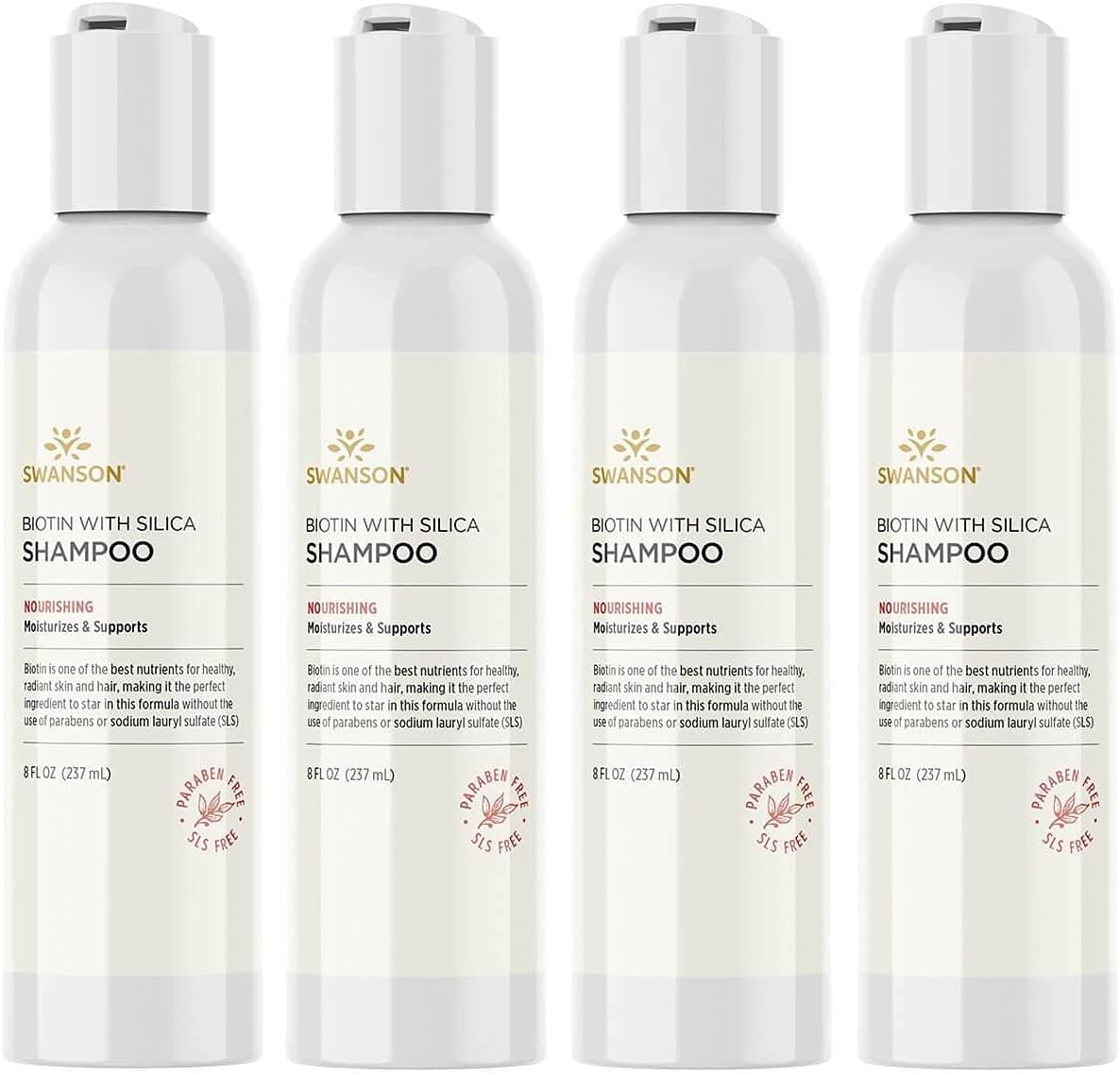 Swanson Biotin Shampoo With Silica 8 Fl Ounce (237 Ml) Liquid (4 Pack)