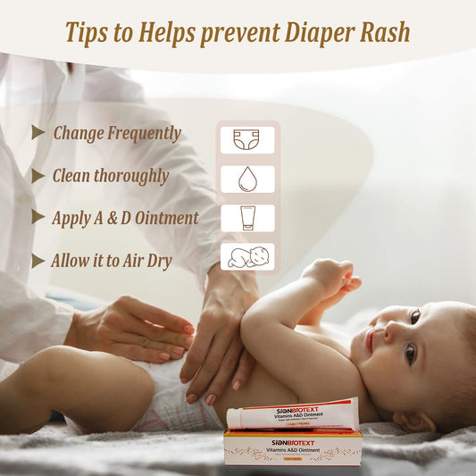 A and D Ointment by Sion Biotext Baby Diaper Rash Vitamin A + D Cream for Dry Skin, Cuts, Burns Soothing Baby Care Medical Moisturizer + First Aid. (1 Tube 4oz)