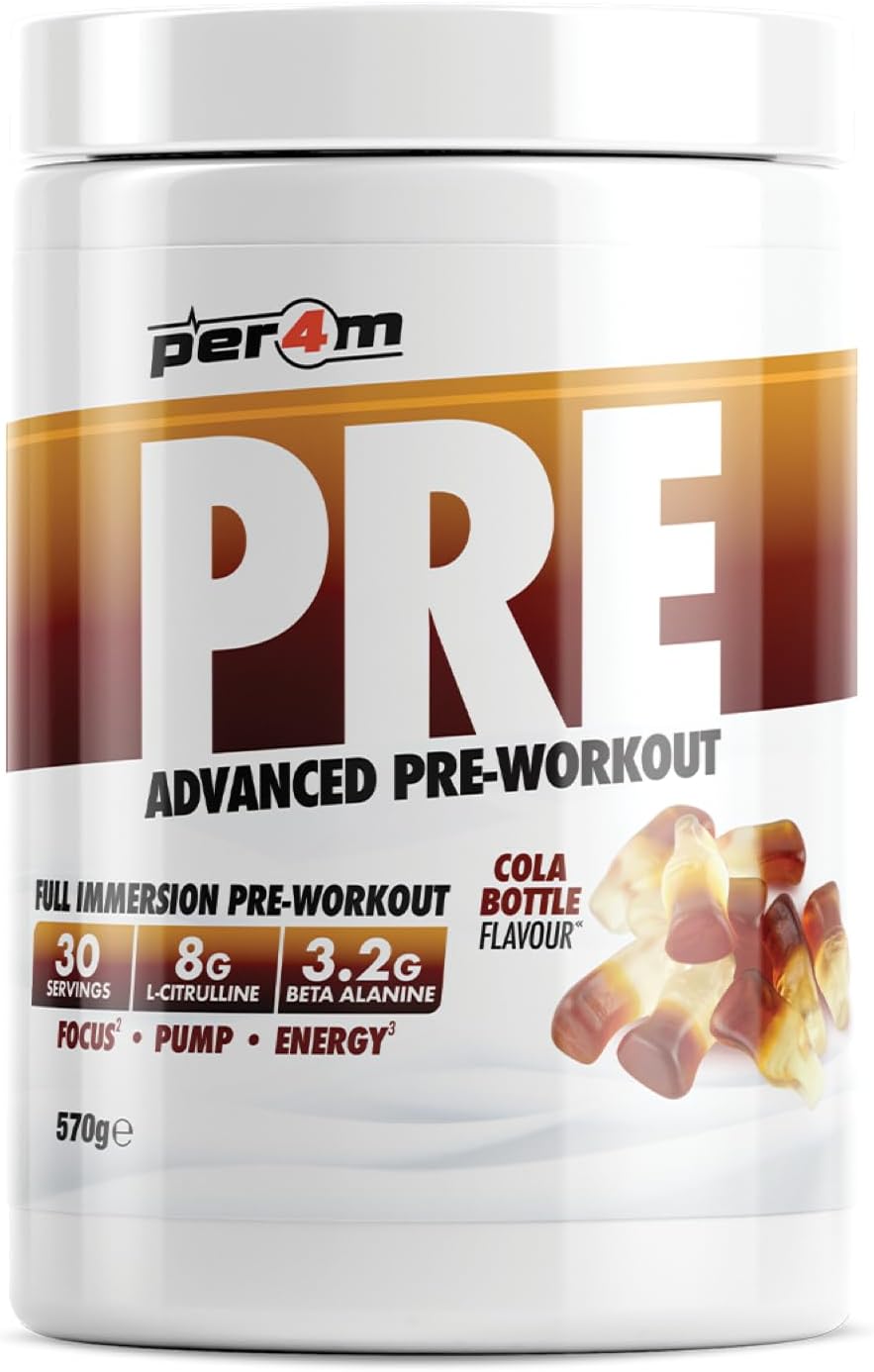 Per4M Pre Workout Powder 570G | Intense Pump, Sustained Energy And Mental Focus | With L-Citrulline, Beta Alanine & Caffeine With Added Hydration (Berry Blast)