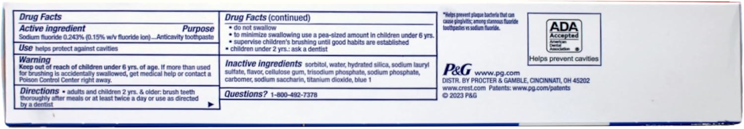 Crest Fluoride Cavity Protection Toothpaste 8.2 Ounce Regular Paste, Bulk Toothpaste, Prevents Cavities Before They Start (8 Pack) : Health & Household