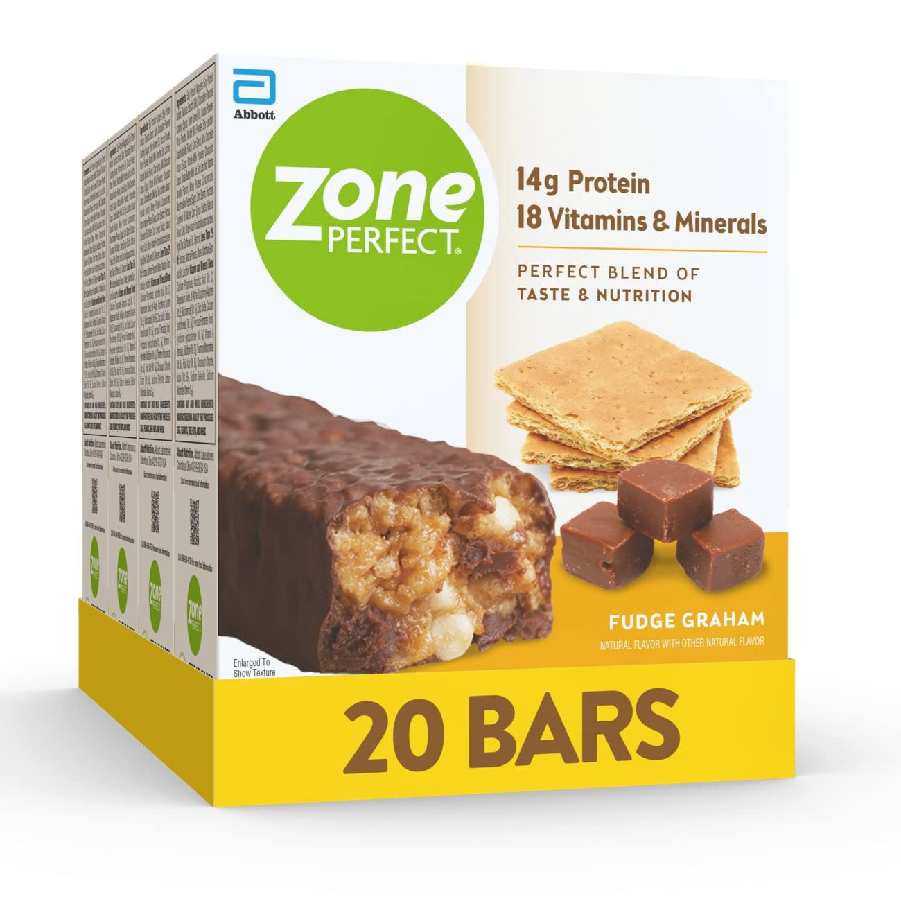 Zoneperfect Protein Bars | 14G Protein | 18 Vitamins & Minerals | Nutritious Snack Bar | Fudge Graham | 20 Bars