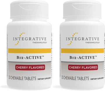 Integrative Therapeutics B-12 Active, Vitamin B12, Supports Nerve Function*, Cherry Flavored, 30 Chewable Tablets - 2 Pack