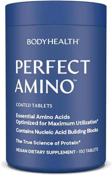 Bodyhealth Perfectamino (150 Ct) Easy To Swallow Tablets, Essential Amino Acids Supplement With Bcaas, Vegan Protein For Pre/Post Workout & Muscle Recovery With Lysine, Tryptophan, Leucine, Methionine